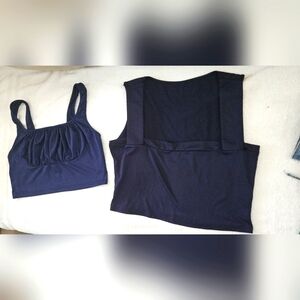 SHEIN Navy blue tank top lot cami tank top & square neck crop top M/ L sale set